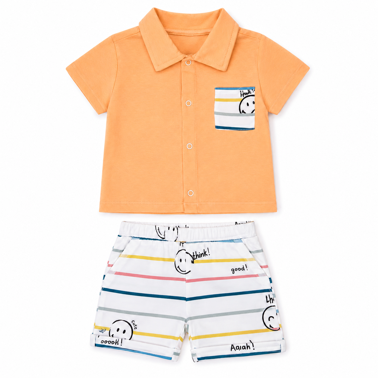 Happy Lines Baby Shorts Set