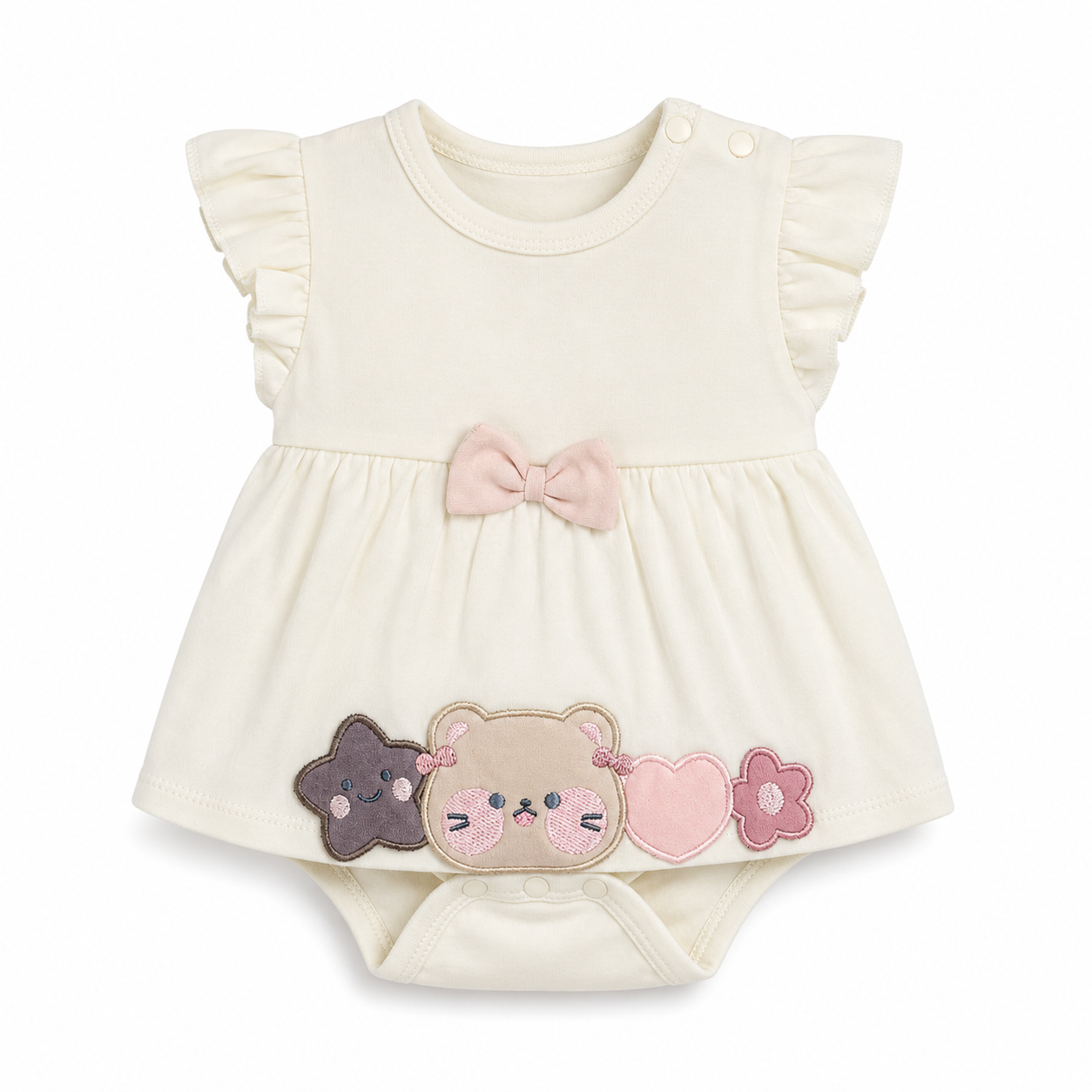 Sweet Bear Bow Baby Dress Bodysuit