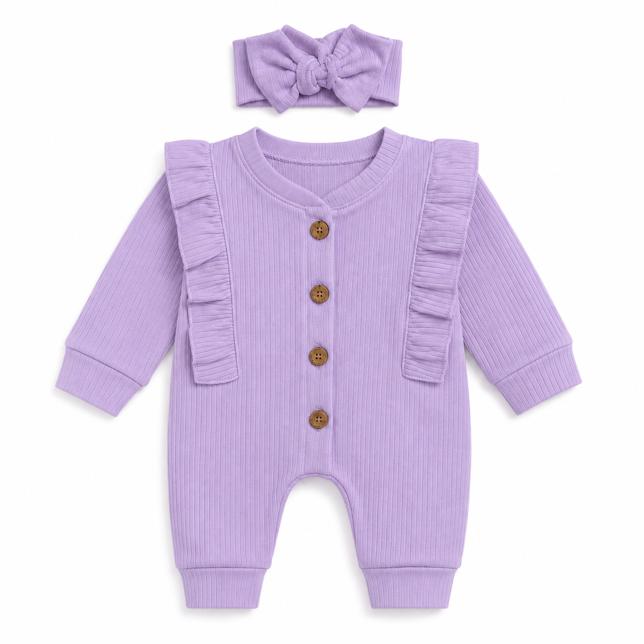 Ruffle Button Baby Romper & Headband Set