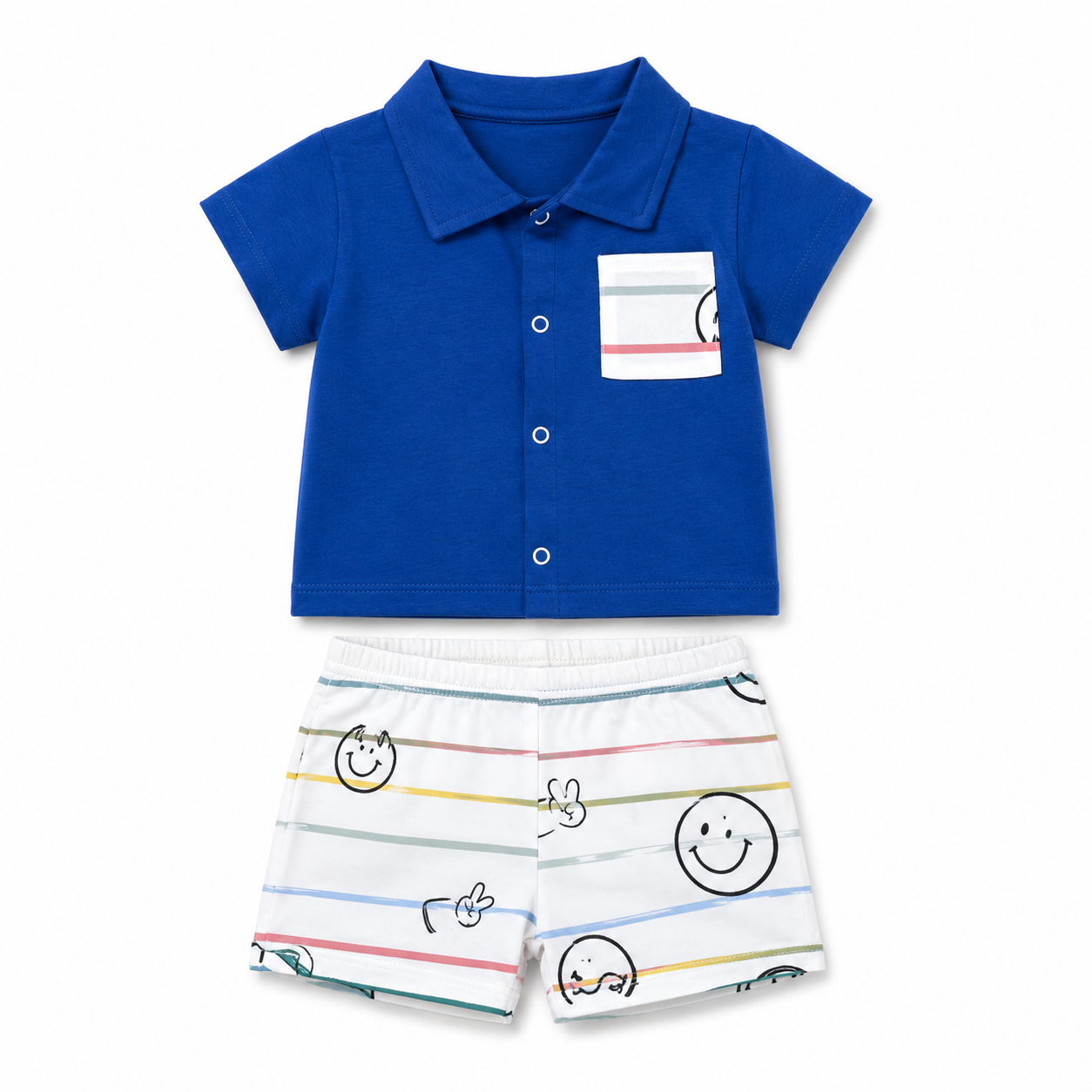 Happy Lines Baby Shorts Set