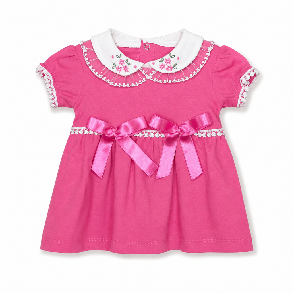 Floral Collar Bow Baby Dress