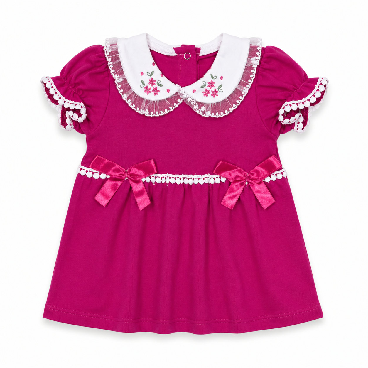 Floral Collar Bow Baby Dress