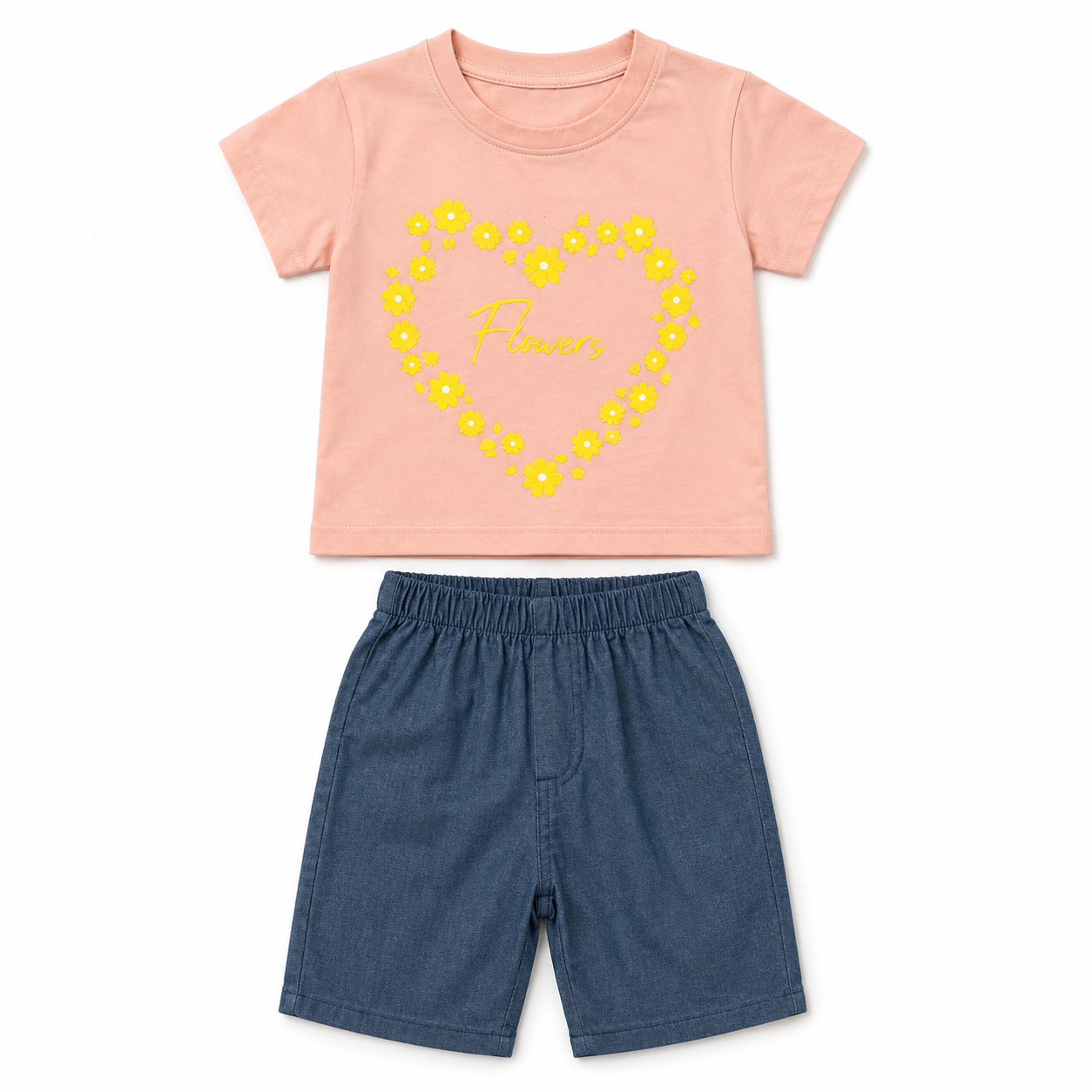 Flower Heart Baby Shorts Set