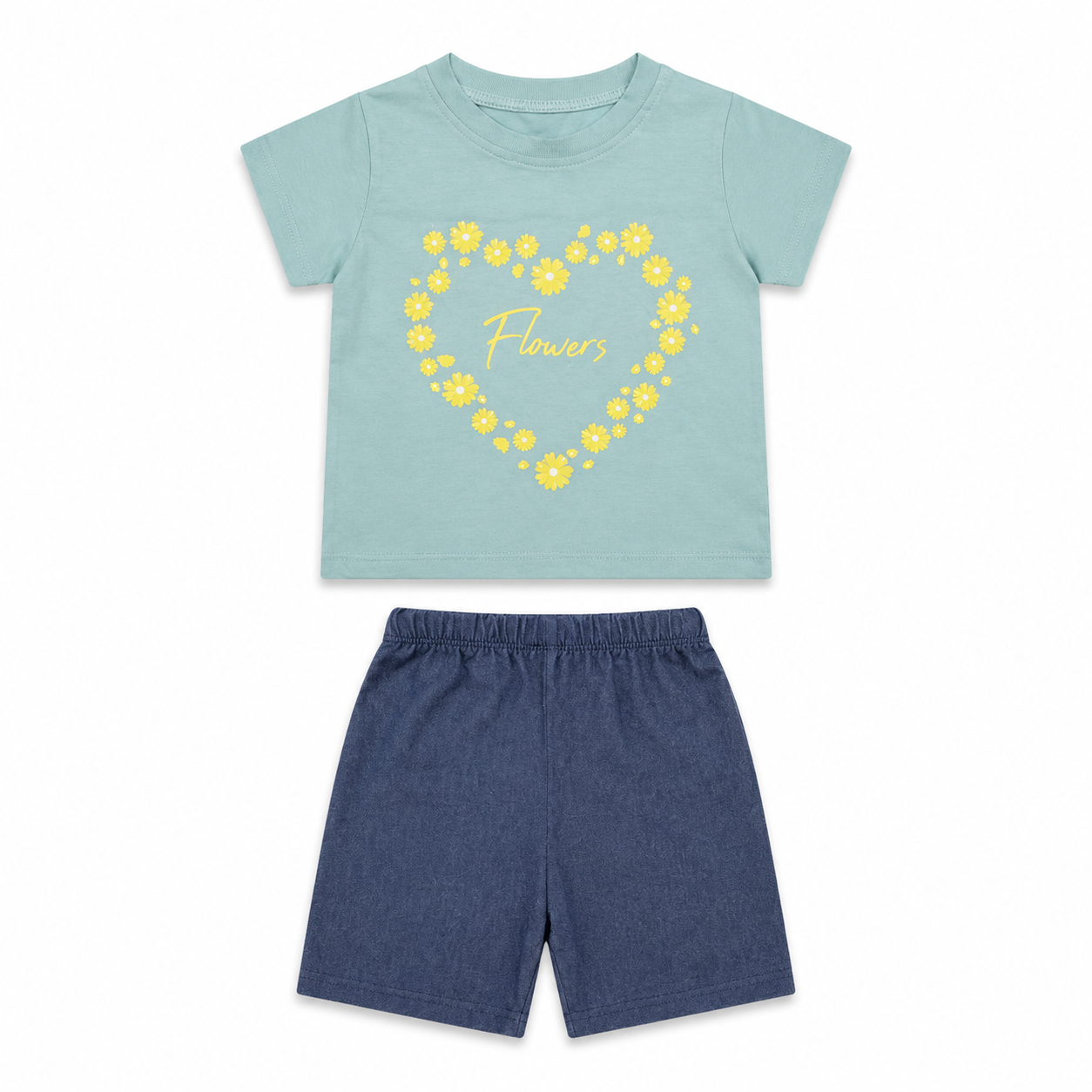 Flower Heart Baby Shorts Set