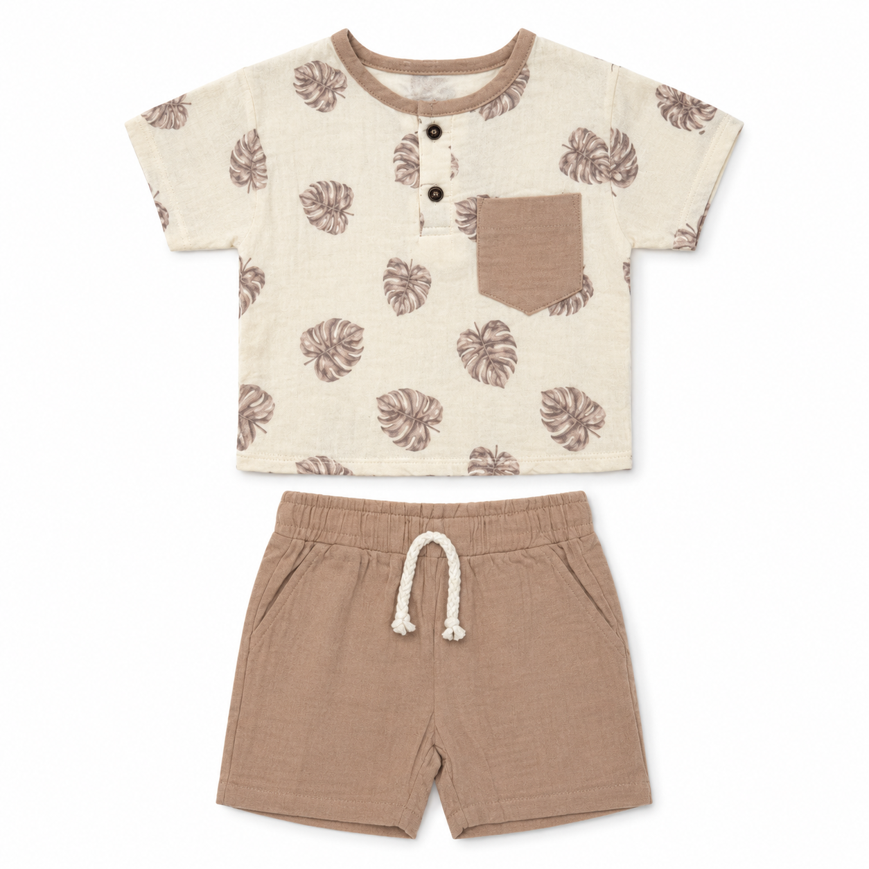 Leaf Pocket Baby Shorts Set