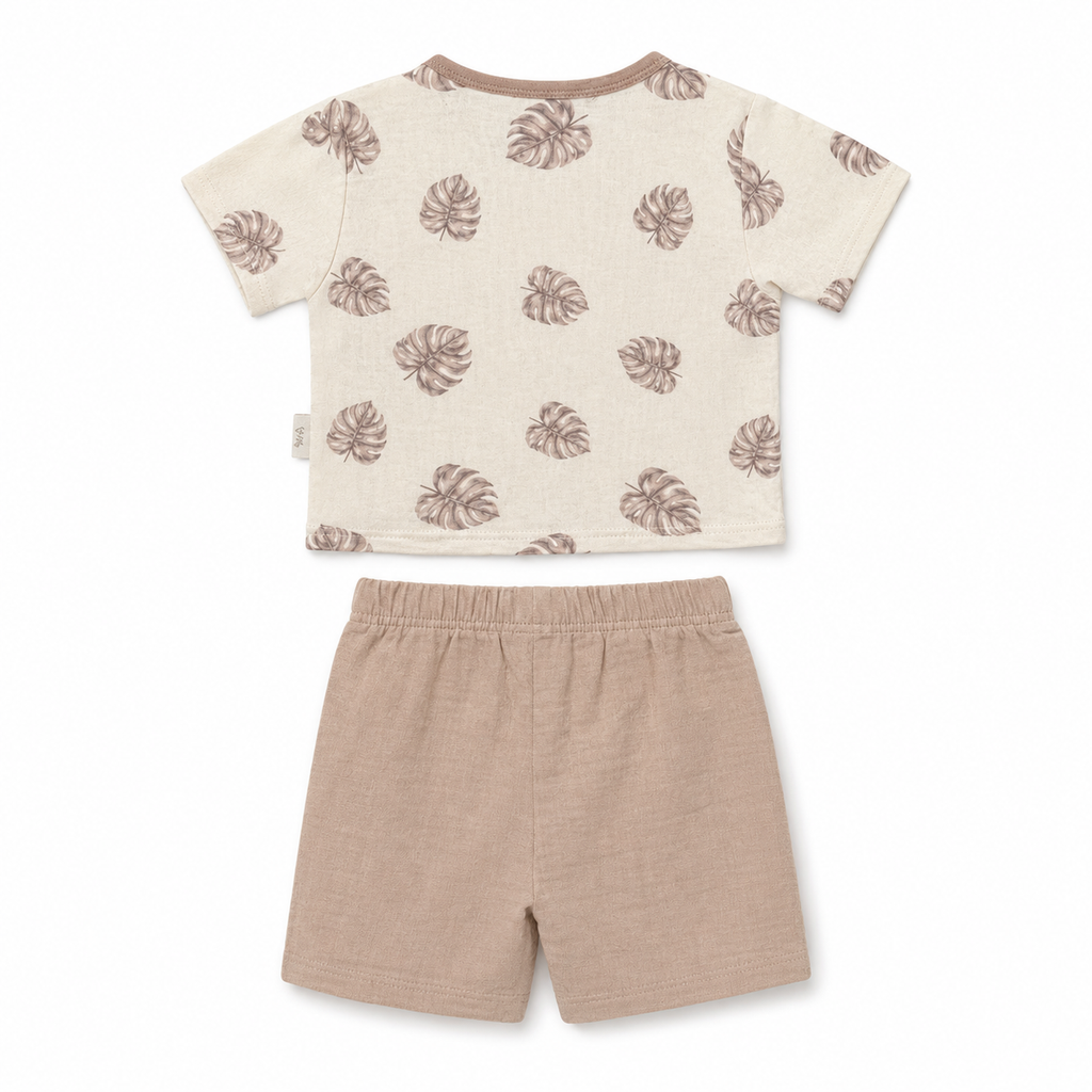 Leaf Pocket Baby Shorts Set