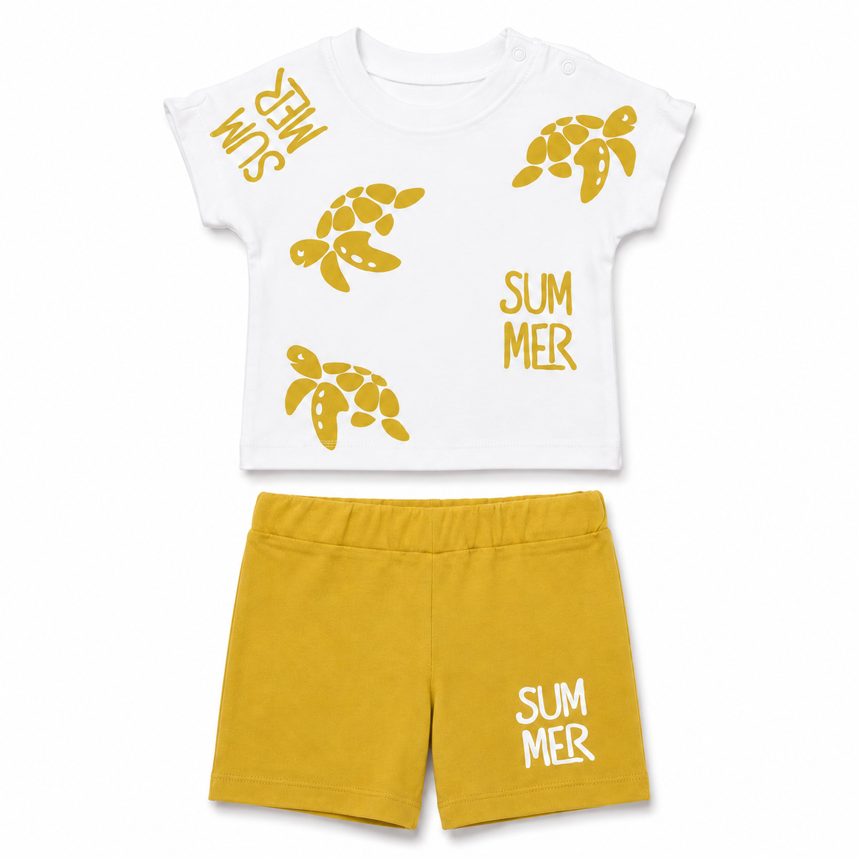 Summer Turtle Baby Shorts Set