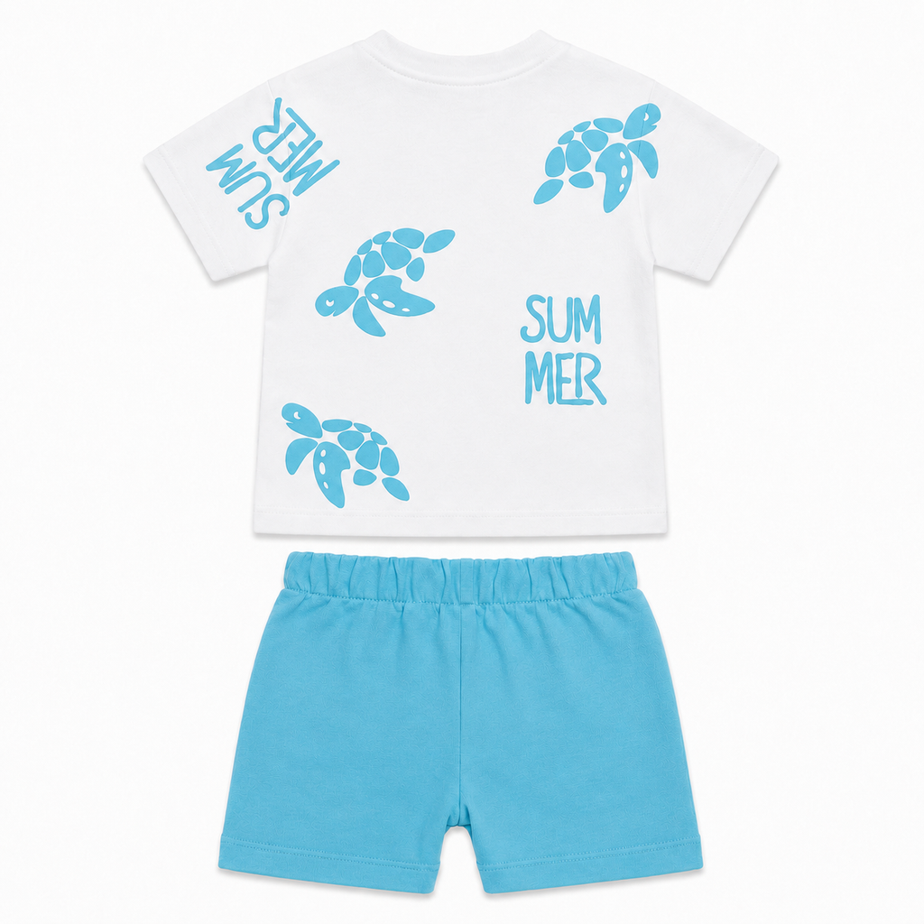 Summer Turtle Baby Shorts Set