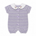 Floral Collar Striped Baby Romper