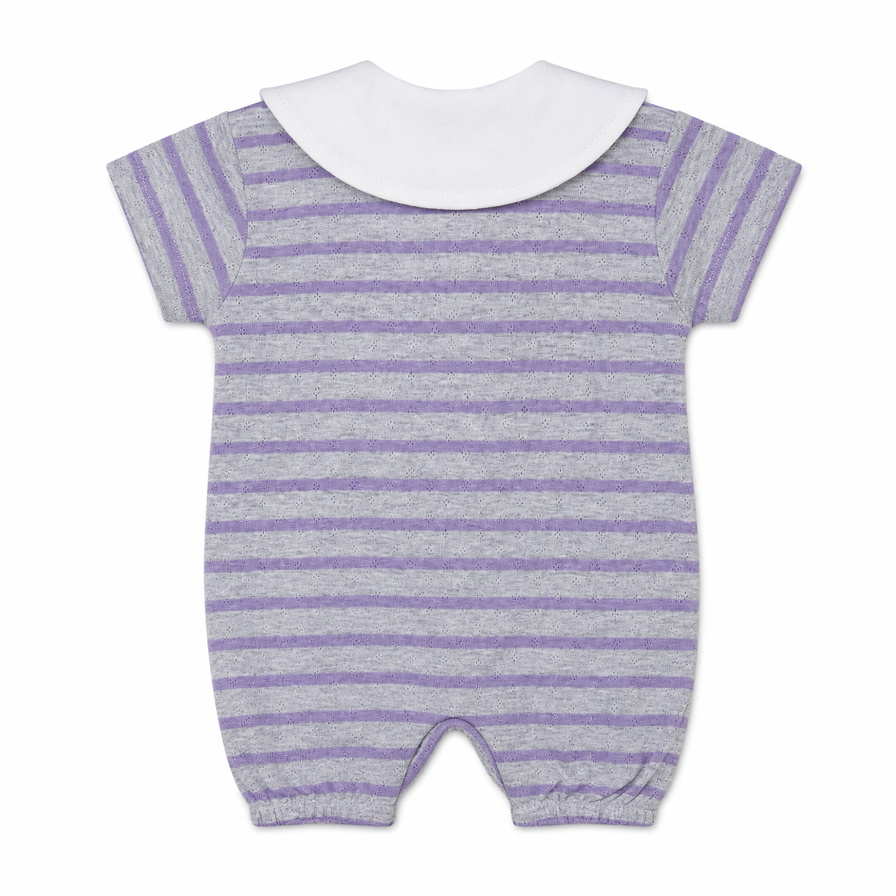 Floral Collar Striped Baby Romper