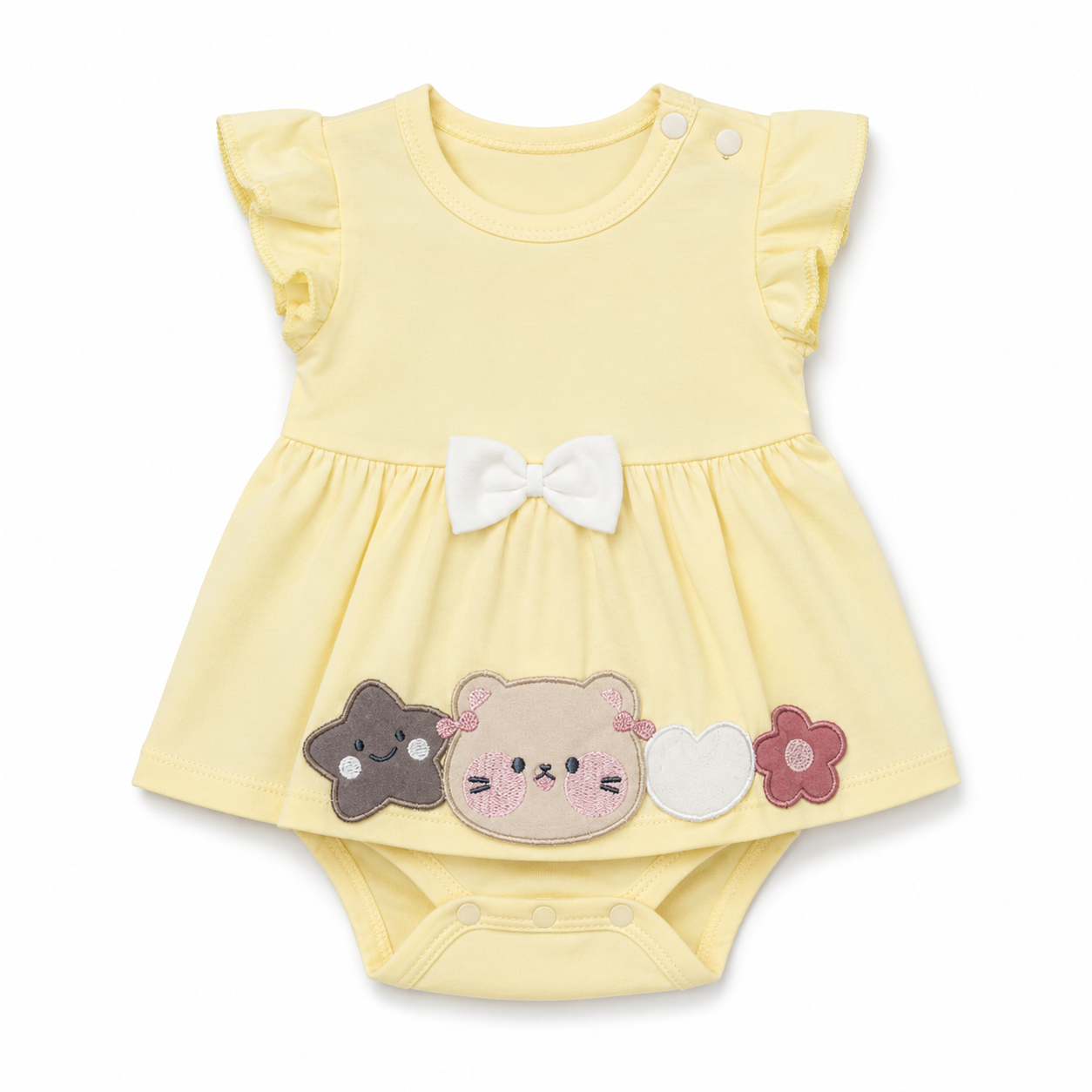 Sweet Bear Bow Baby Dress Bodysuit