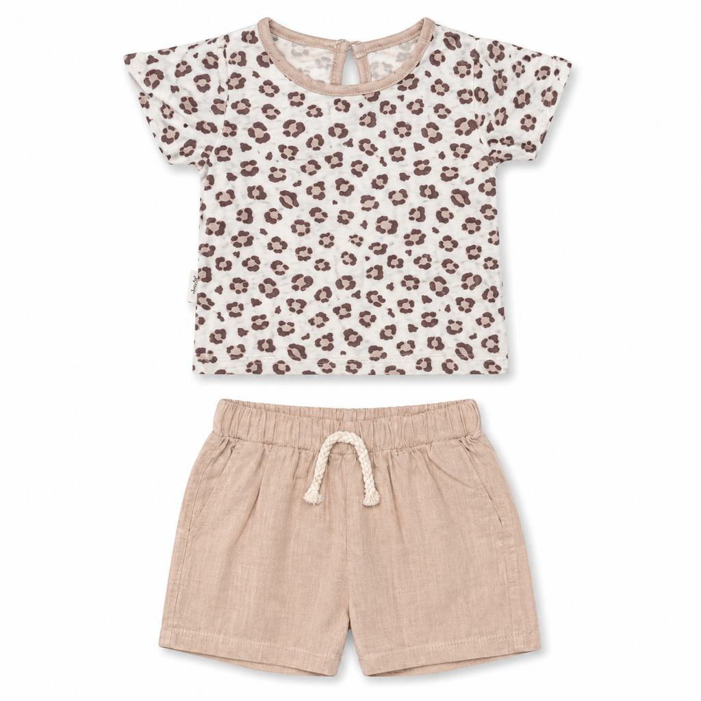 Leopard Charm Baby Shorts Set