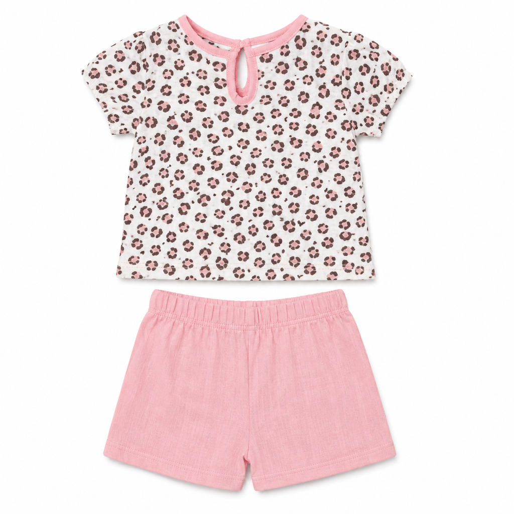 Leopard Charm Baby Shorts Set