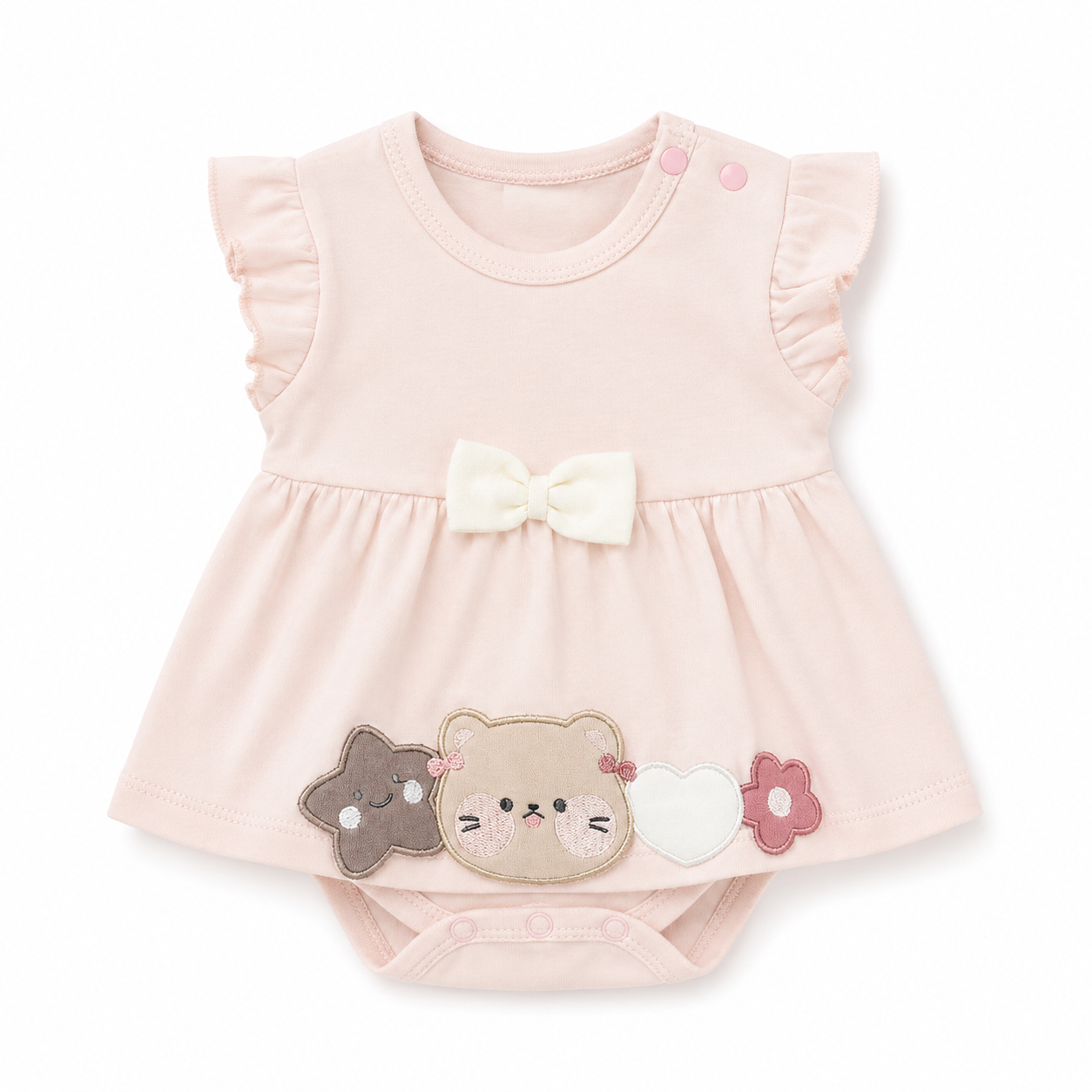 Sweet Bear Bow Baby Dress Bodysuit
