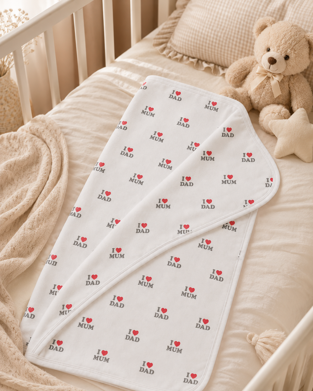 I Love Mum & Dad Baby Swaddle