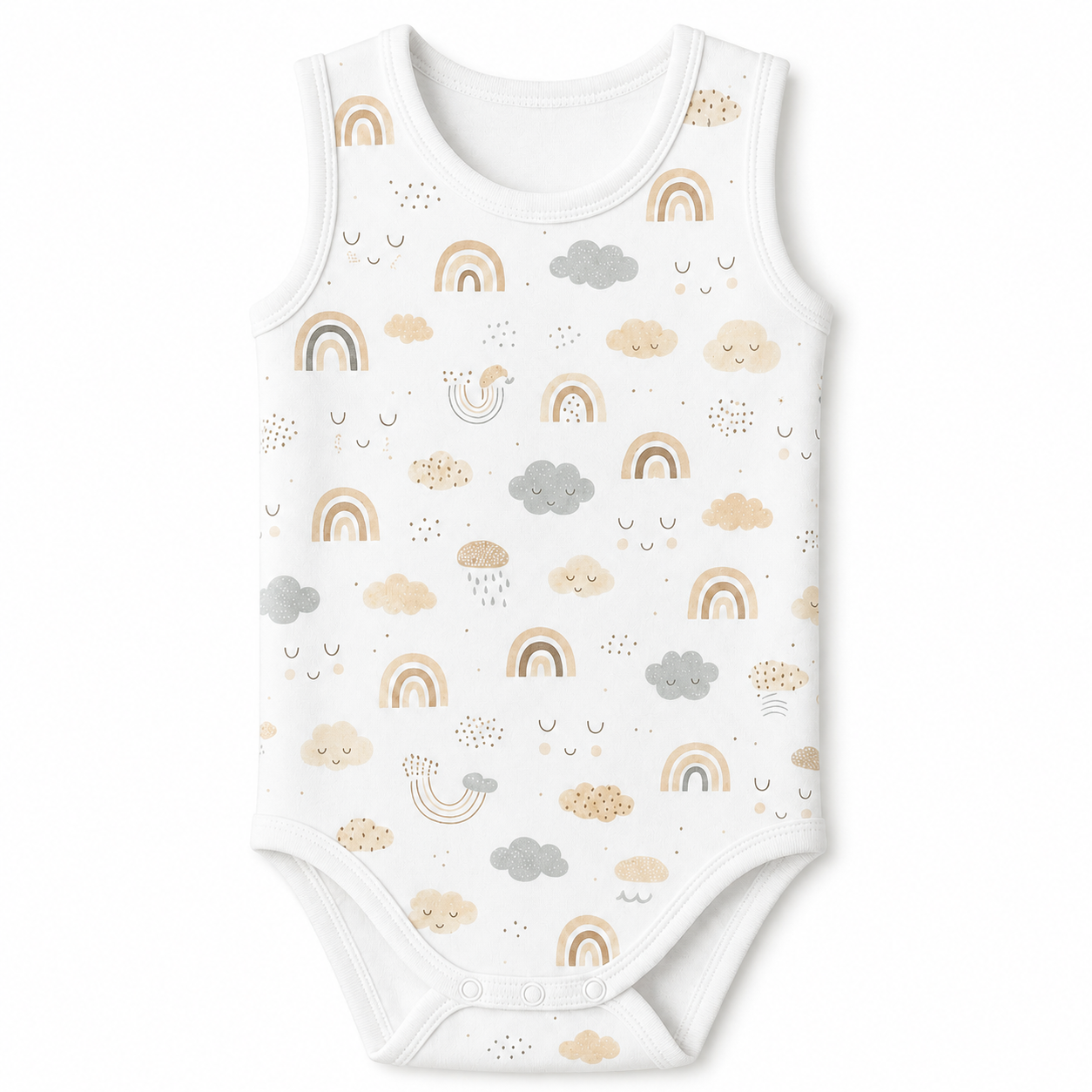 Rainbow Clouds Sleeveless Baby Bodysuit